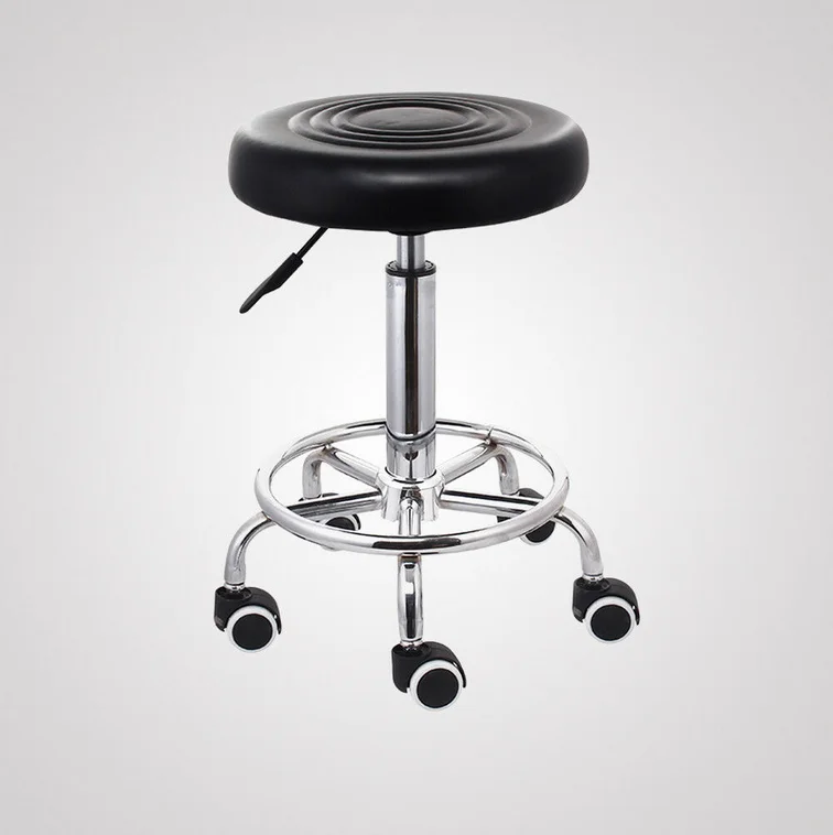 360° Rotatory Hairdressing Chair Bar Stool PU Leather Swivel Lift Adjustable Breakfast Chair for Beautician Manicure Nail Salon