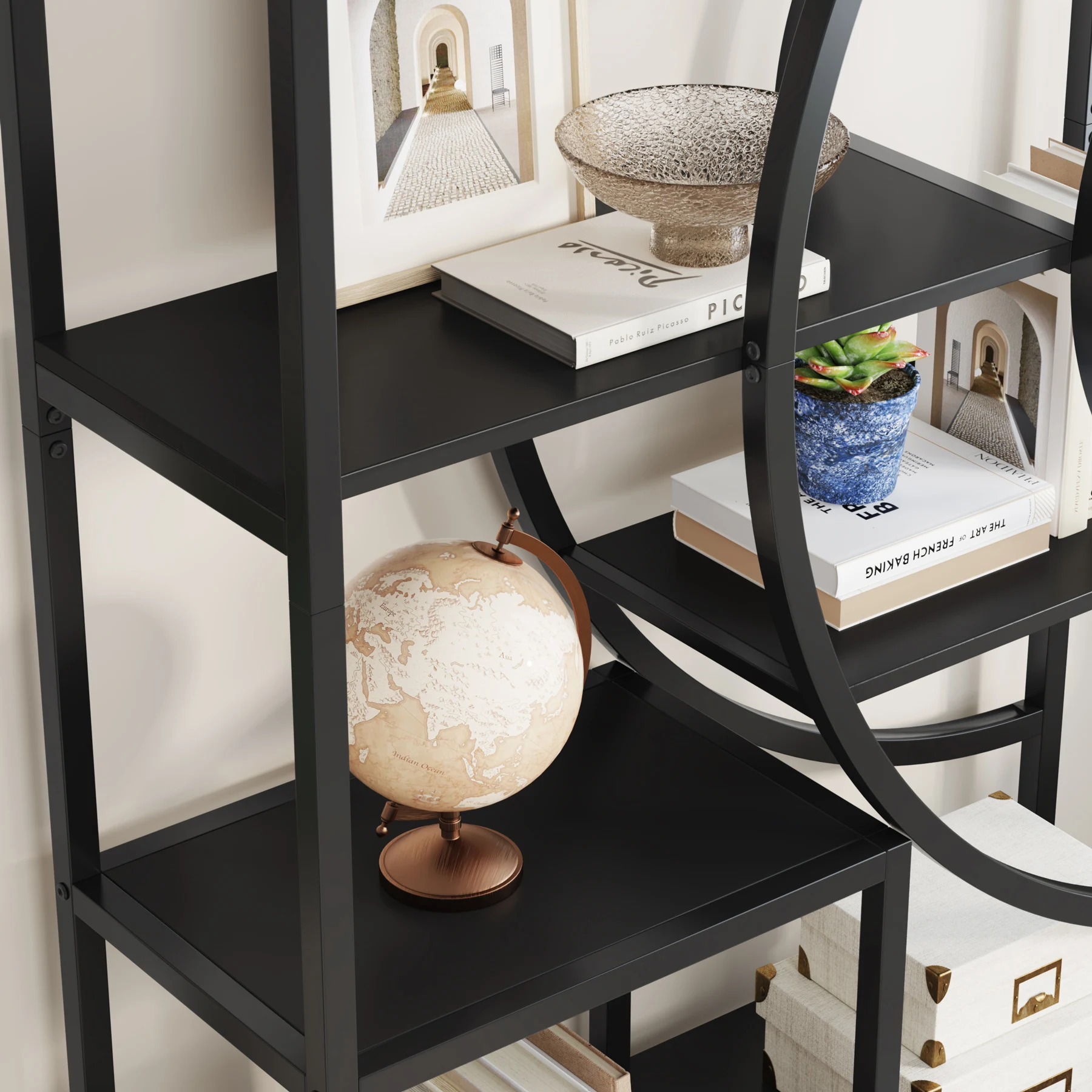 Tribesigns 71 inches Geometric Bookcase, 8-Tiers Bookshelves, Rustic Bookcase with Metal Frame, Freestanding Open Shelving