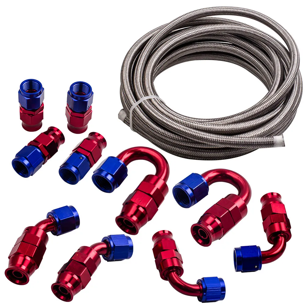 Stainless Steel PTFE Fuel Line Hose 6M 20FT AN6 -6 AN Swivel Fitting Return Kit