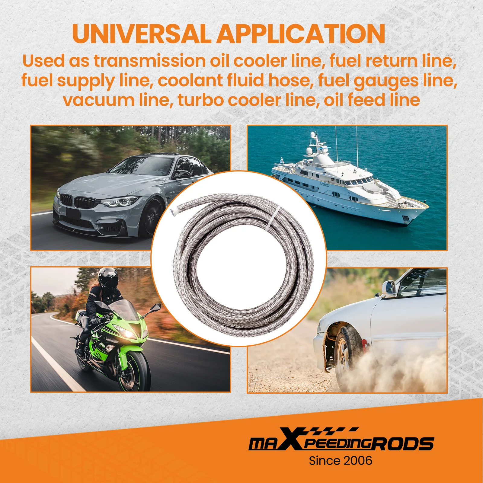 Stainless Steel PTFE Fuel Line Hose 6M 20FT AN6 -6 AN Swivel Fitting Return Kit