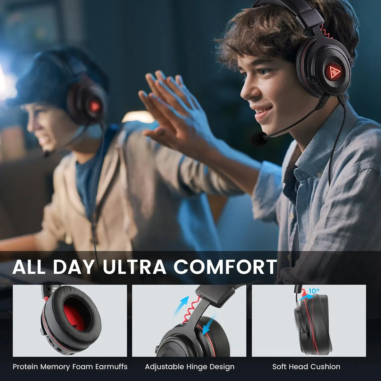 EKSA E900Pro Gaming Headset Gamer 7.1 Surround Sound USB Wired Headphones with Noise Cancelling Microphone for PC/PS4/PS5/Xbox