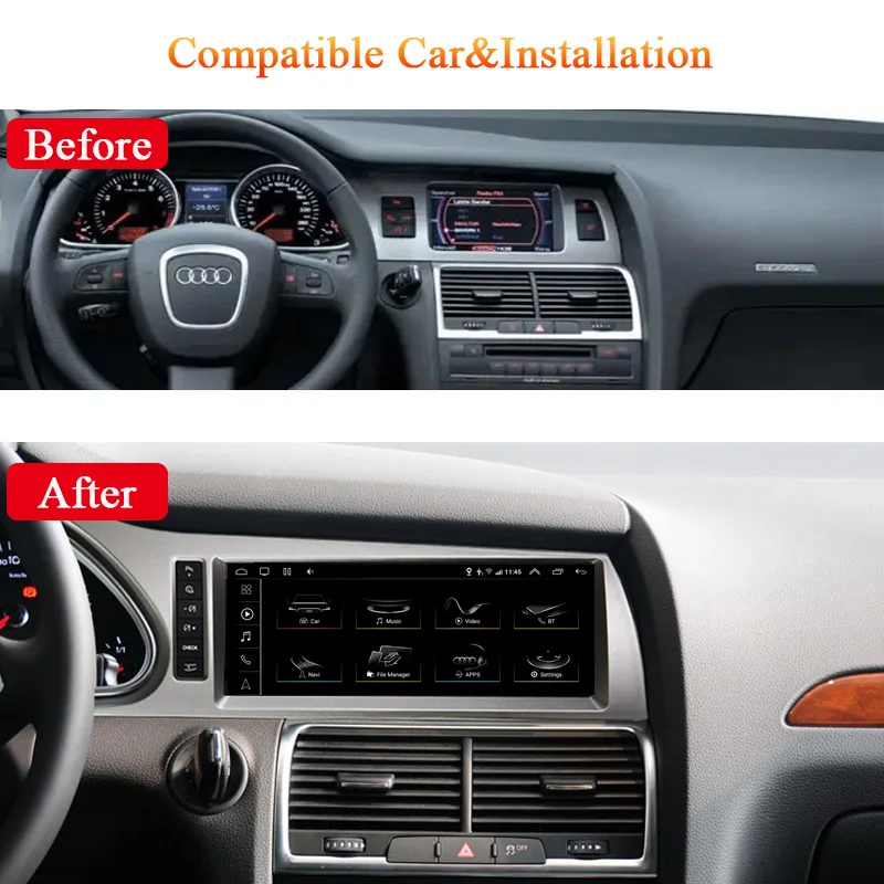 Bonroad Car Android CarPlay Multimedia Player For Audi Q7 4L 2005-2015 MMI 2G 3G Bluetooth GPS Navigation Radio Stereo Screen