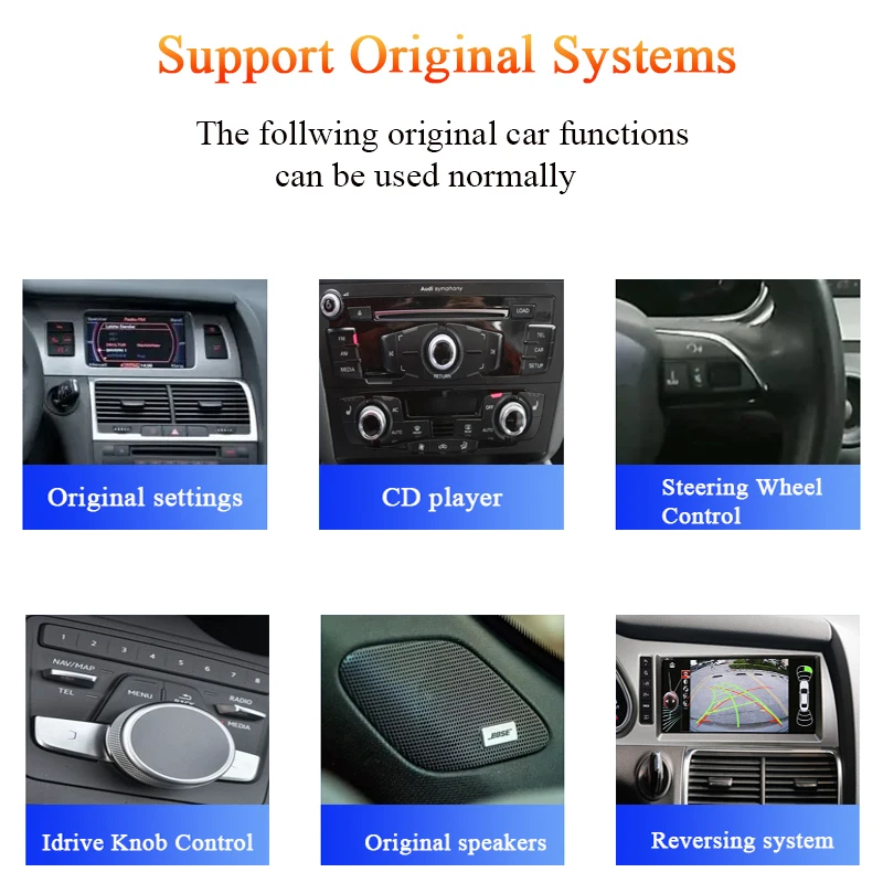Bonroad Car Android CarPlay Multimedia Player For Audi Q7 4L 2005-2015 MMI 2G 3G Bluetooth GPS Navigation Radio Stereo Screen