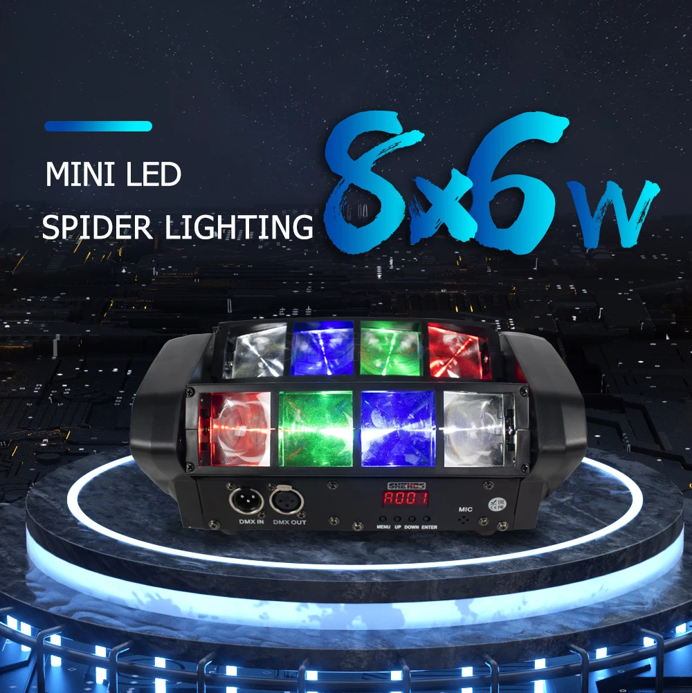 Mini LED 8X6W/9x10W Spider Light RGBW DMX512 Spider Moving Head Beam Light Used In DJ Disco Bar KTV Stage Lighting SHEHDS