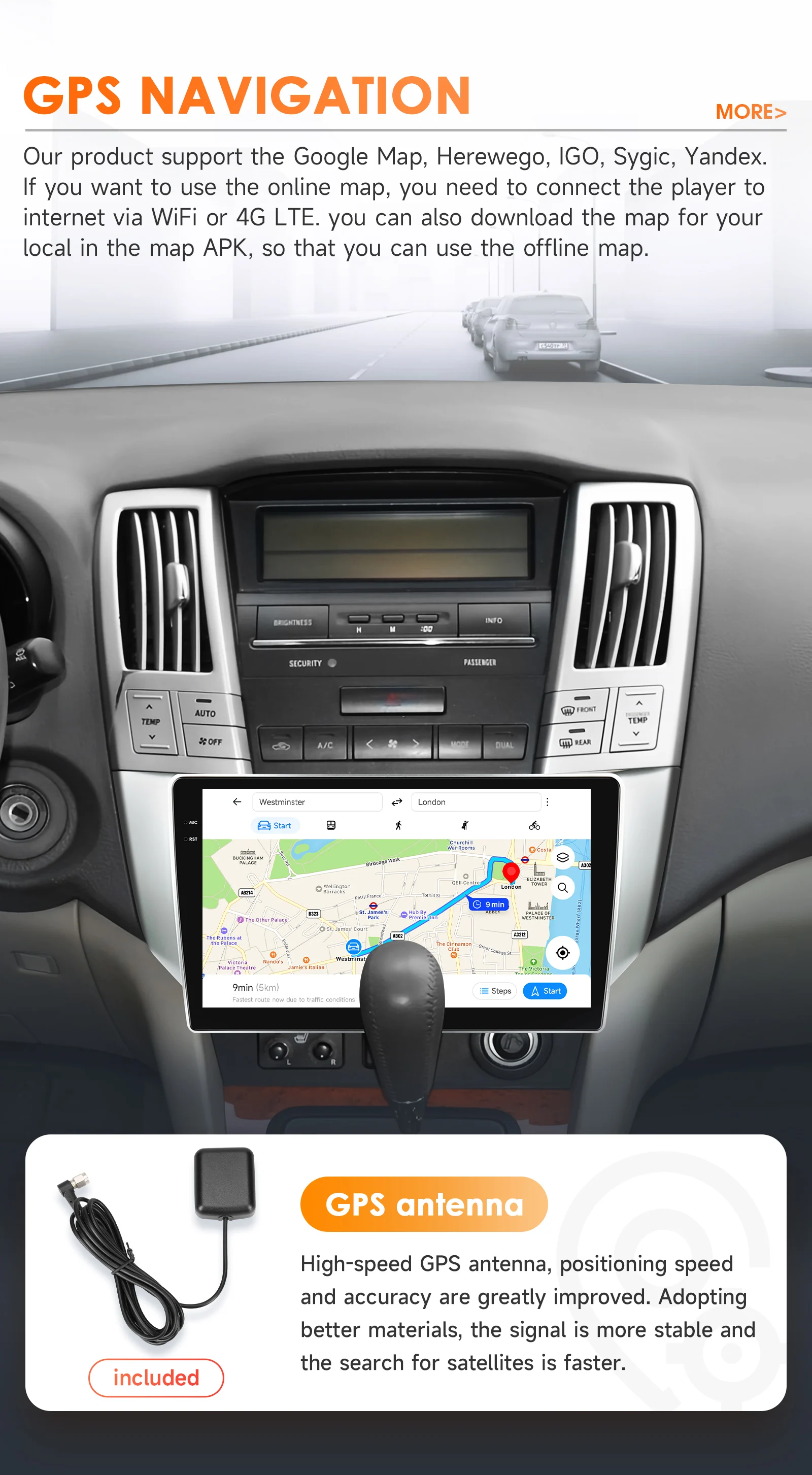 Hizpo 9" Android Car Radio For Lexus RX300 RX330 RX350 RX400H 2003-2009 Auto Stereo Multimedia Player GPS Navigation Carplay DSP
