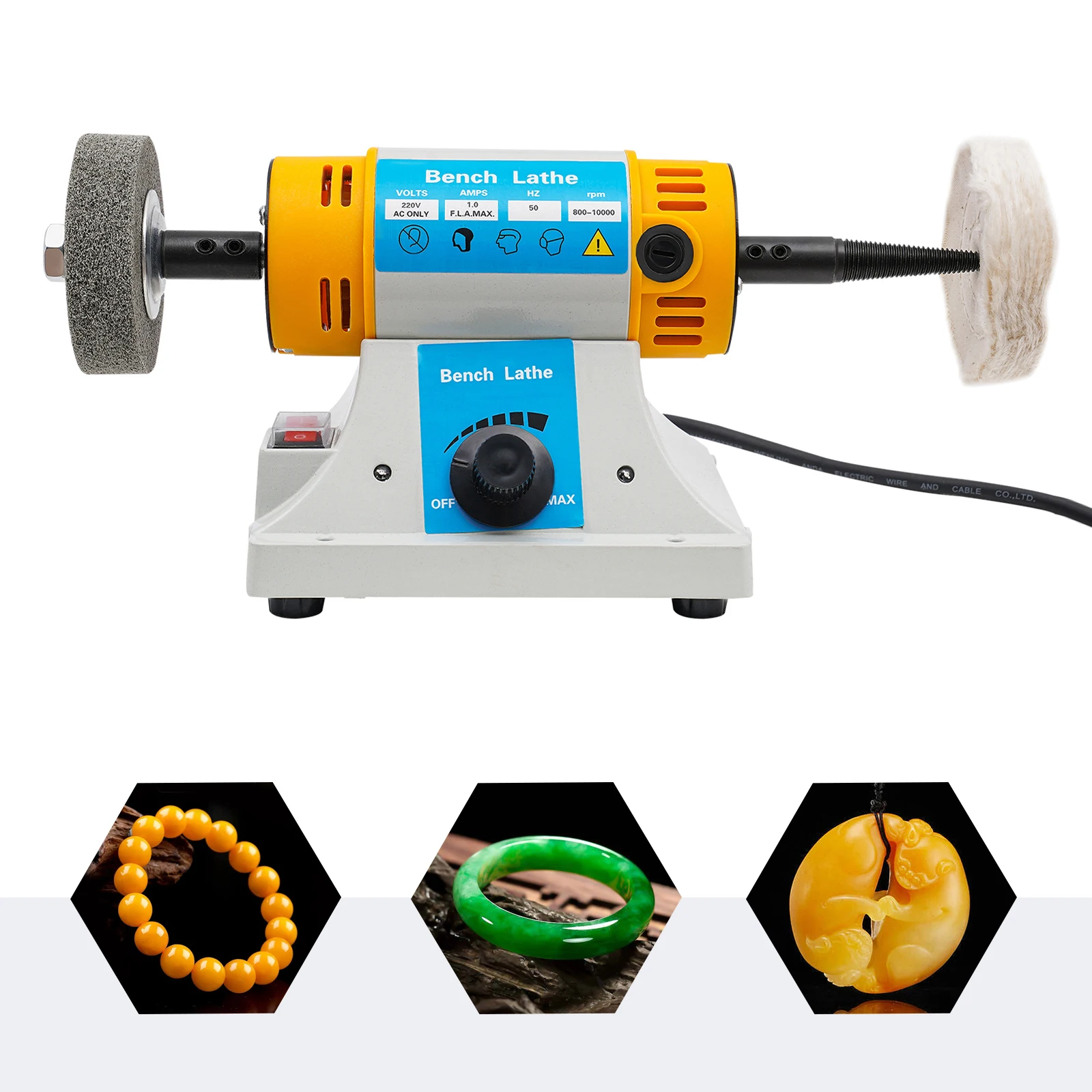 220V Multi-Function Benchtop Polisher Grinder, Bench Buffer Polishing Machine, Jewelry Polisher