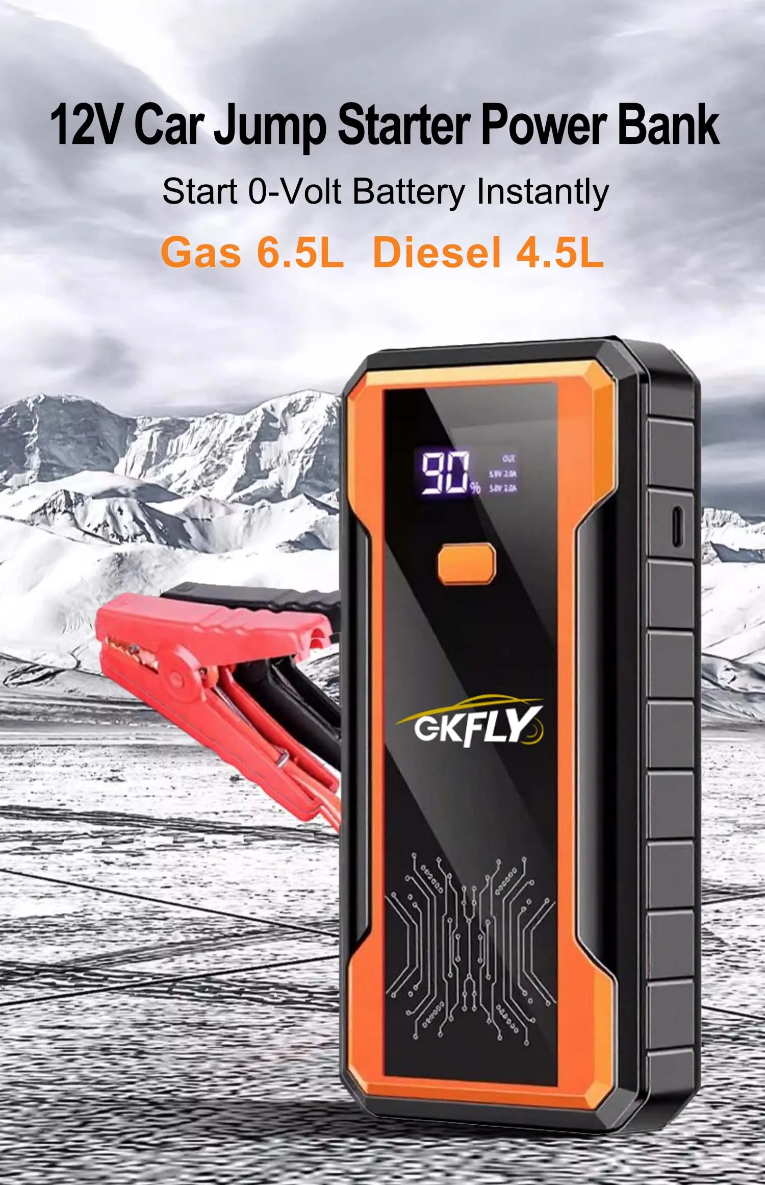 GKFLY 4000A Car Jump Starter Portable Power Bank 2000A Car Battery Booster 12V Auxiliary Starting Device for Diesel