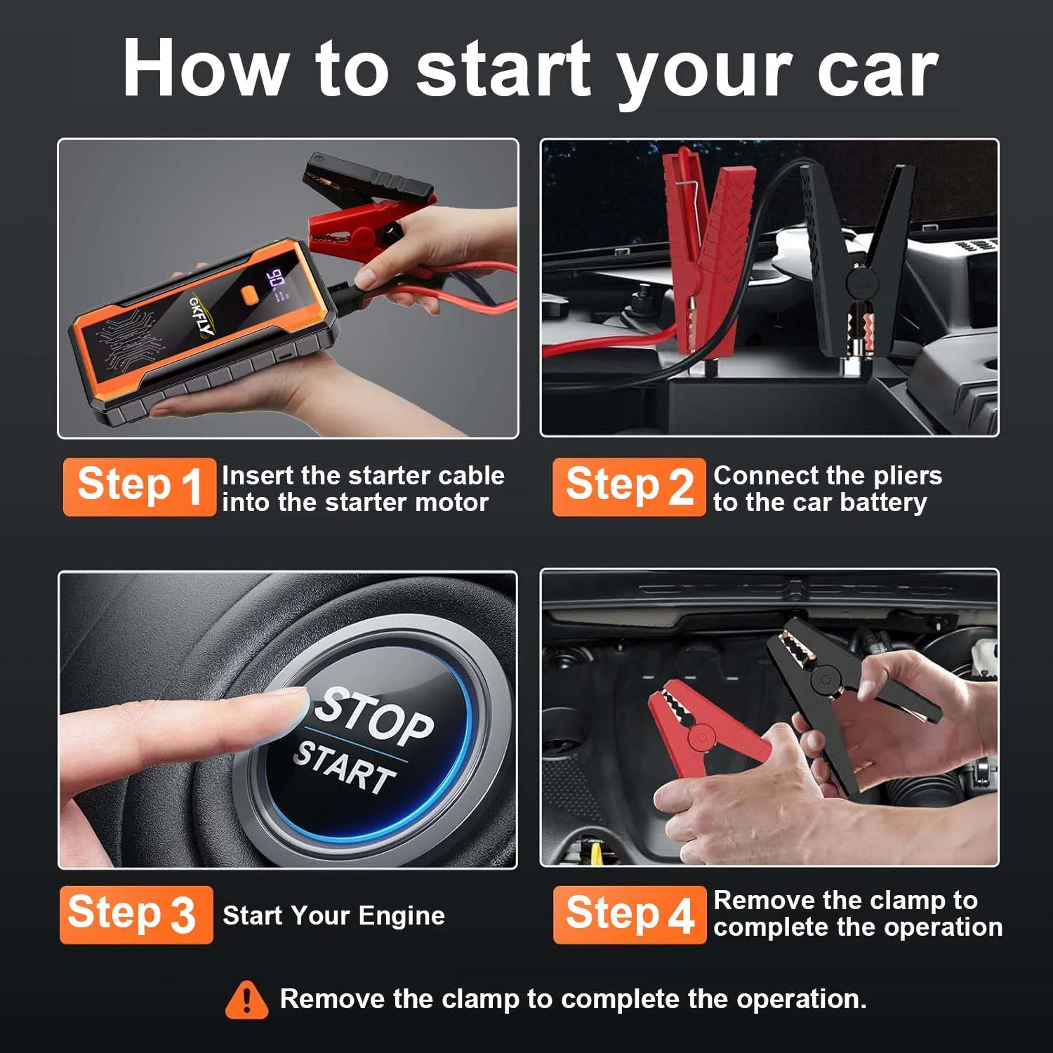 GKFLY 4000A Car Jump Starter Portable Power Bank 2000A Car Battery Booster 12V Auxiliary Starting Device for Diesel