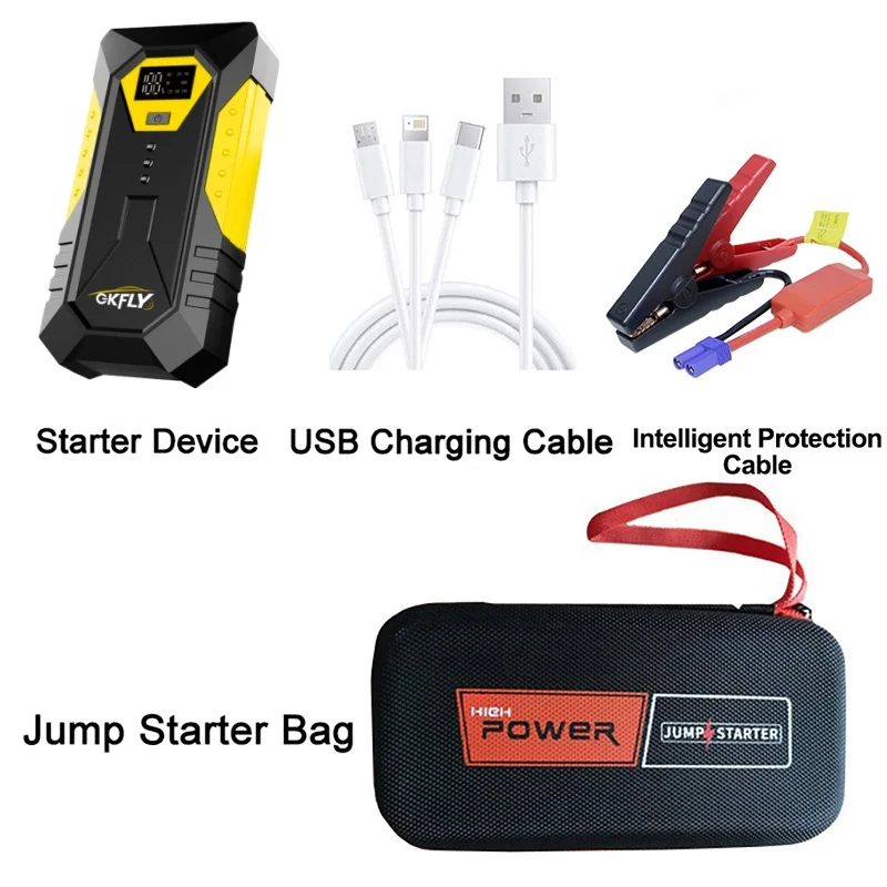 GKFLY 4000A Car Jump Starter Portable Power Bank 2000A Car Battery Booster 12V Auxiliary Starting Device for Diesel