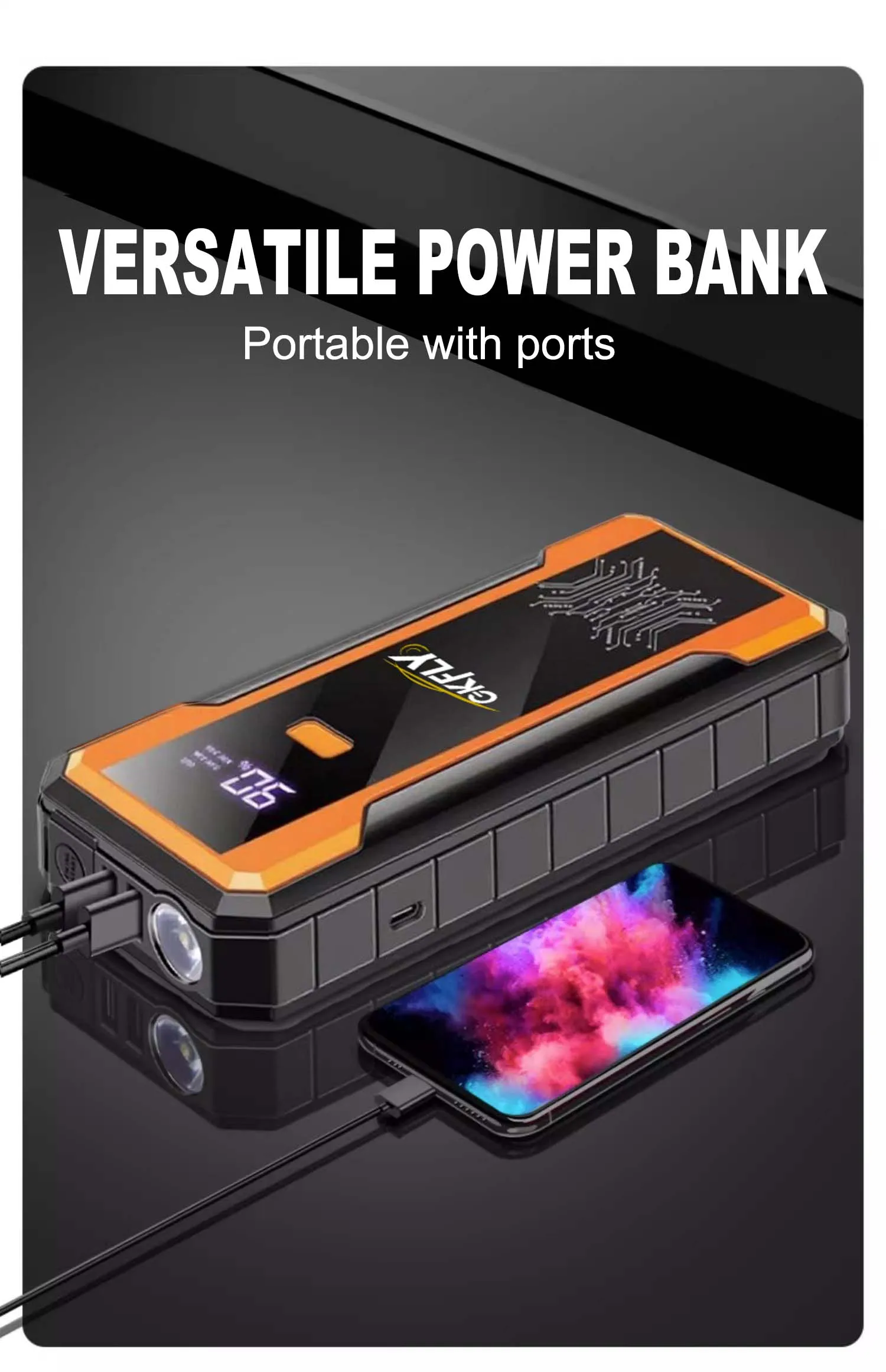 GKFLY 4000A Car Jump Starter Portable Power Bank 2000A Car Battery Booster 12V Auxiliary Starting Device for Diesel