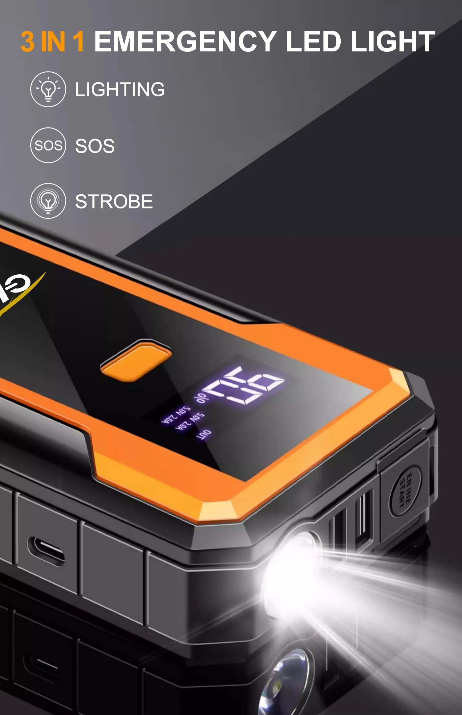 GKFLY 4000A Car Jump Starter Portable Power Bank 2000A Car Battery Booster 12V Auxiliary Starting Device for Diesel