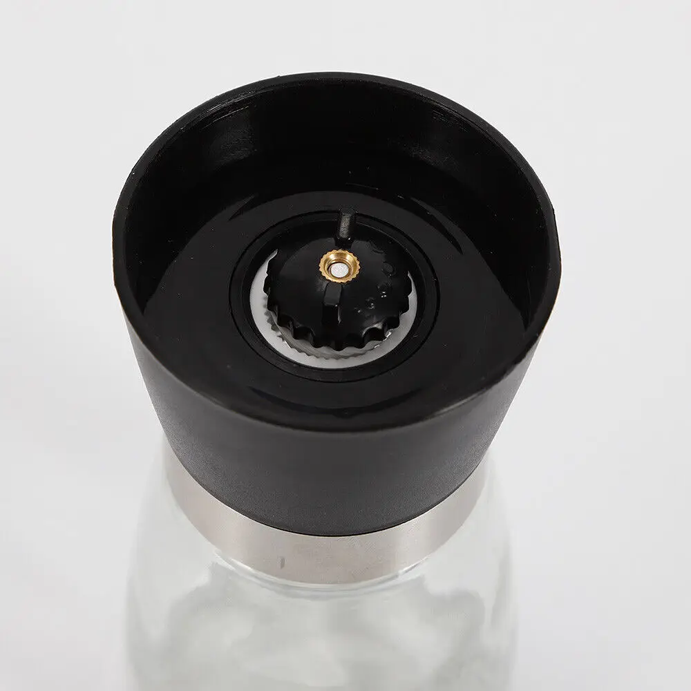6Pcs Manual Pepper Mill Salt Mill Pepper Grinder Spice Mill Glass Set Salt Cumin Sesame Grinder Black 180ml
