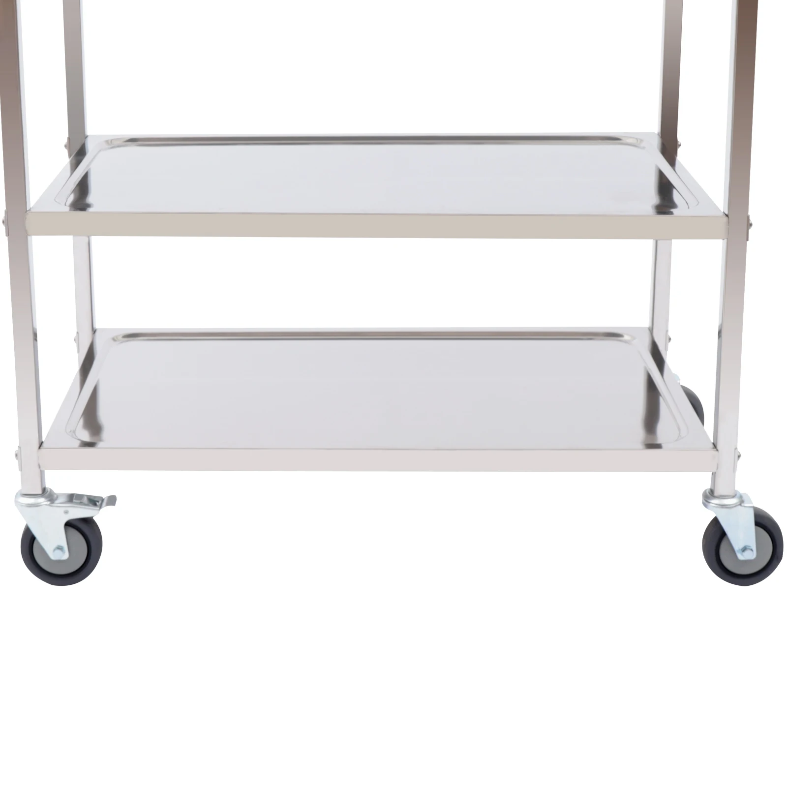 3 Floors Stainless Steel Serving Trolley Transport Cart Kitchen Roller Wheelcart Storage Rack Stand