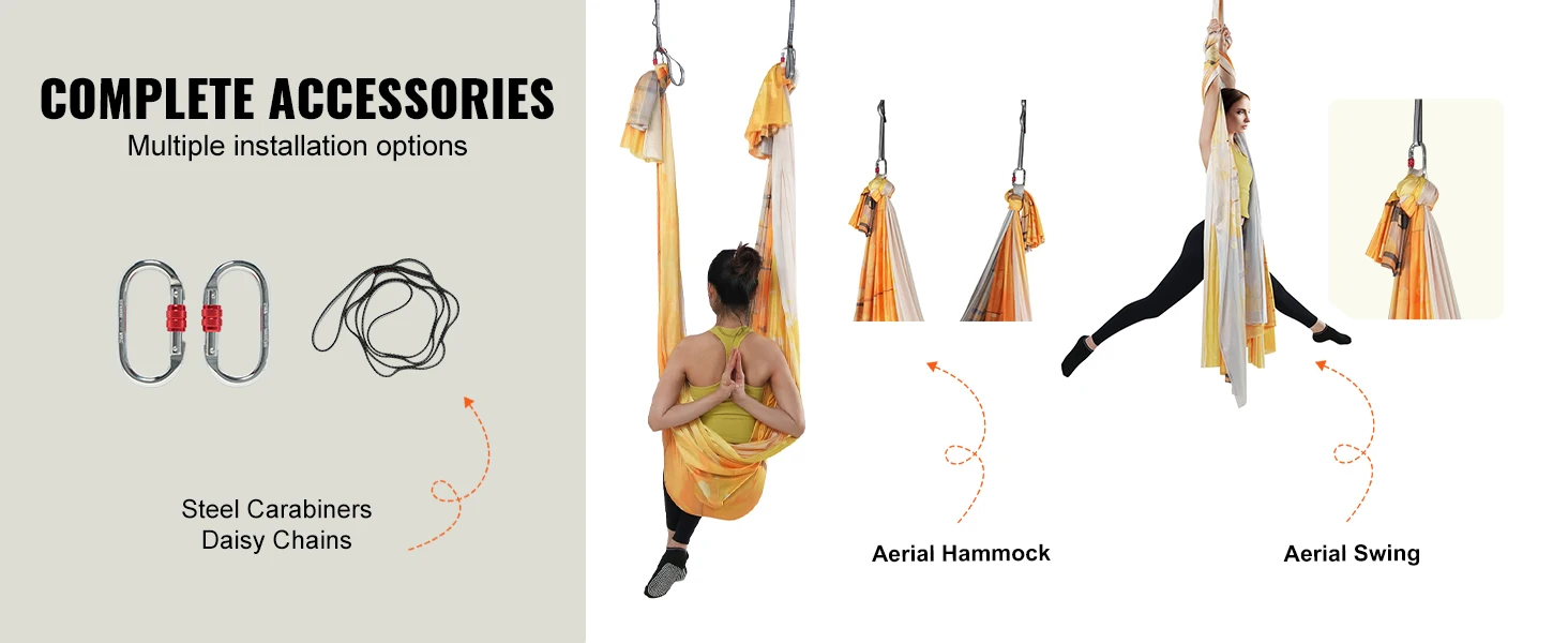SucceBuy 5.5 Yards Aerial Yoga Hammock & Swing Nylon Fabric Full Rigging Hardware for Antigravity Yoga Fitness Bodybuilding