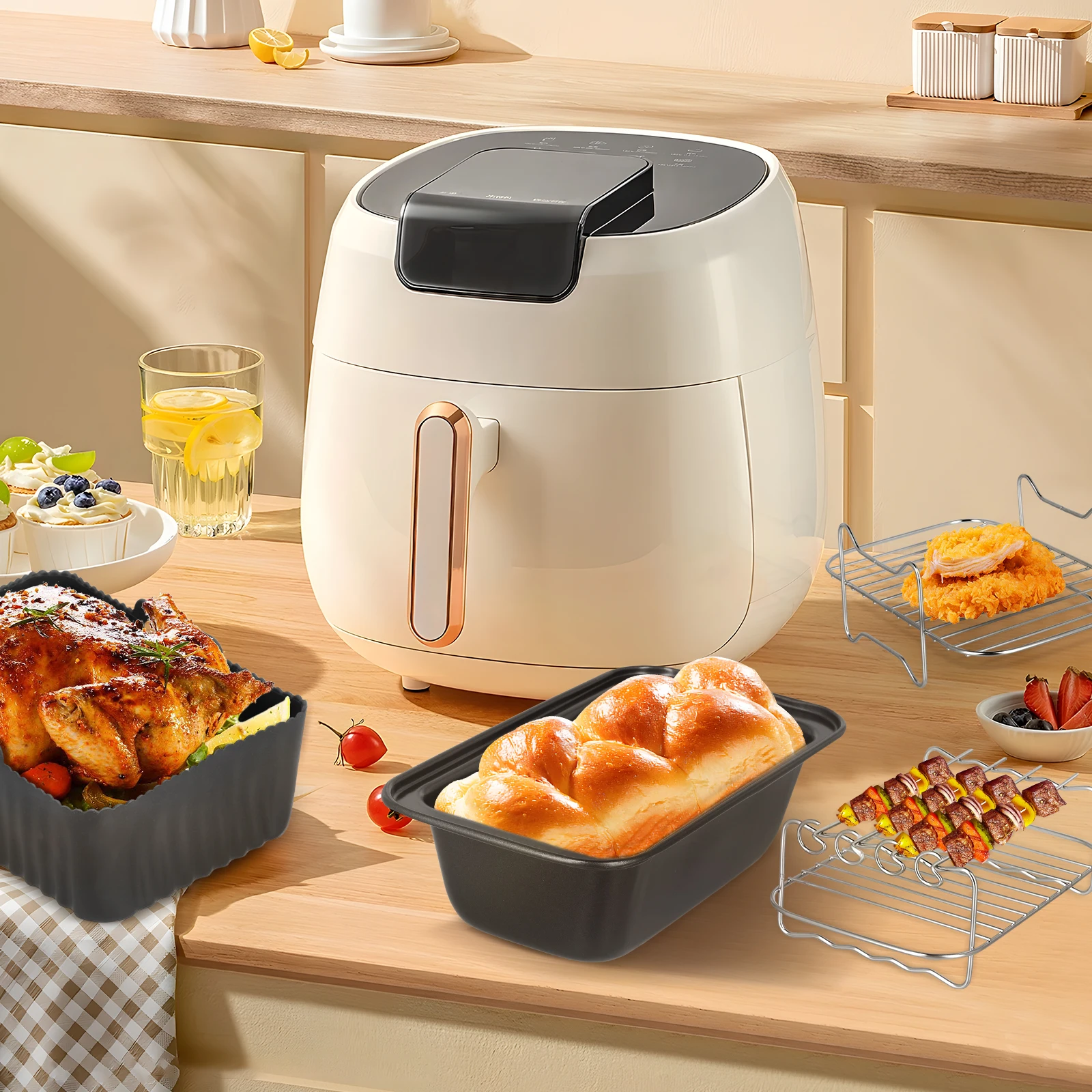 12 Pack Dual Zone Air Fryer Accessories for Ninja Foodi Max AF300EU/AF400EU Dual Chamber Airfryer Accessories