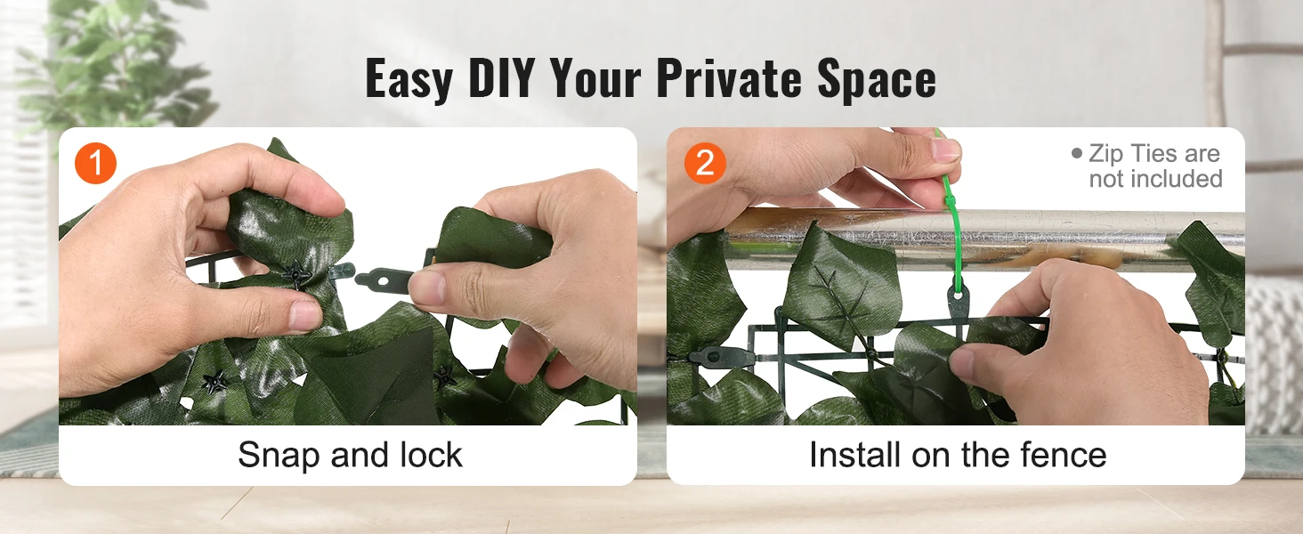 SucceBuy Ivy Privacy Fence Artificial Green Wall Screen with Strengthened Joint Faux Hedges Vine Leaf Decoration for Garden