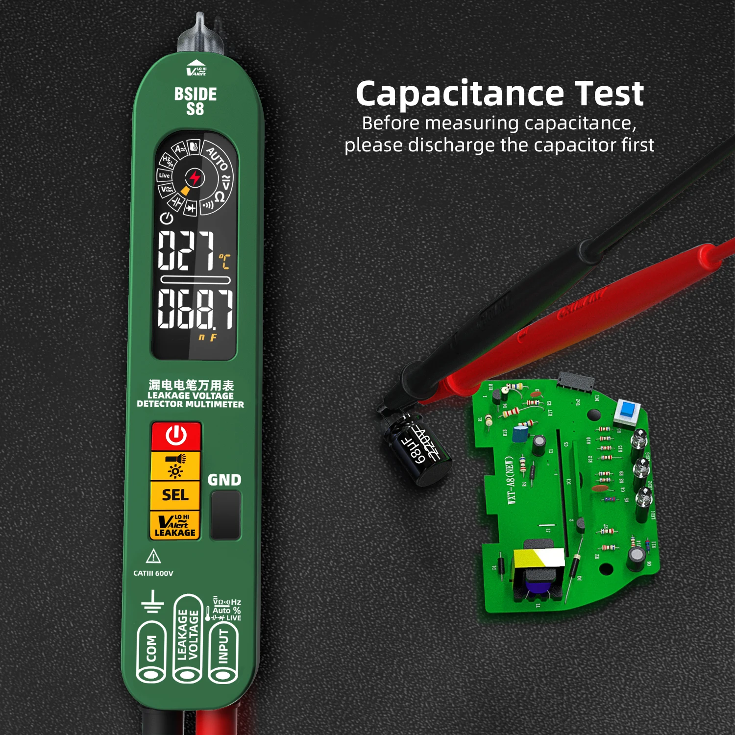 BSIDE New Multifunction Electric Pen Autorange DC AC Voltage Smart Multimeter Capacitance Ohm NCV Hertz Diode Connection Tester