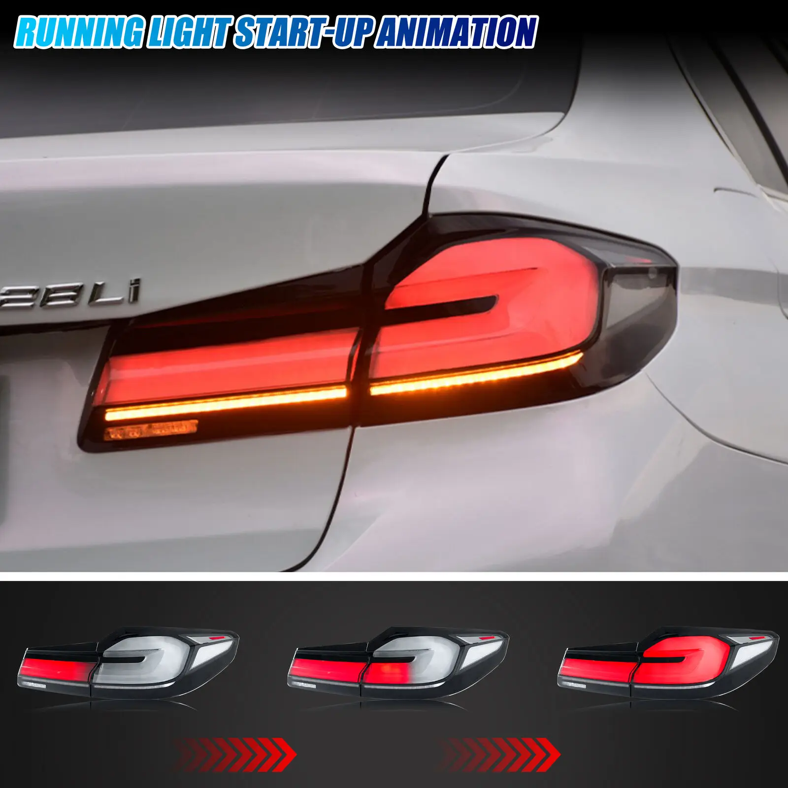 LED Tail Lights for BMW 5-Series G30 F90 M5 520 530 540 550 2017-2020 Sequential Blinker Rear Lamps Assembly [Not Fit 2021-2023]