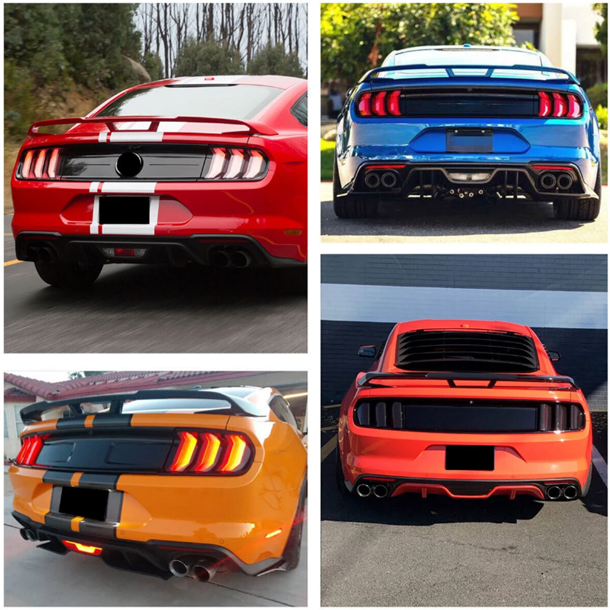 FOR 2015-2022 FORD MUSTANG S550 GT STYLE GLOSSY BLACK REAR TRUNK SPOILER WING