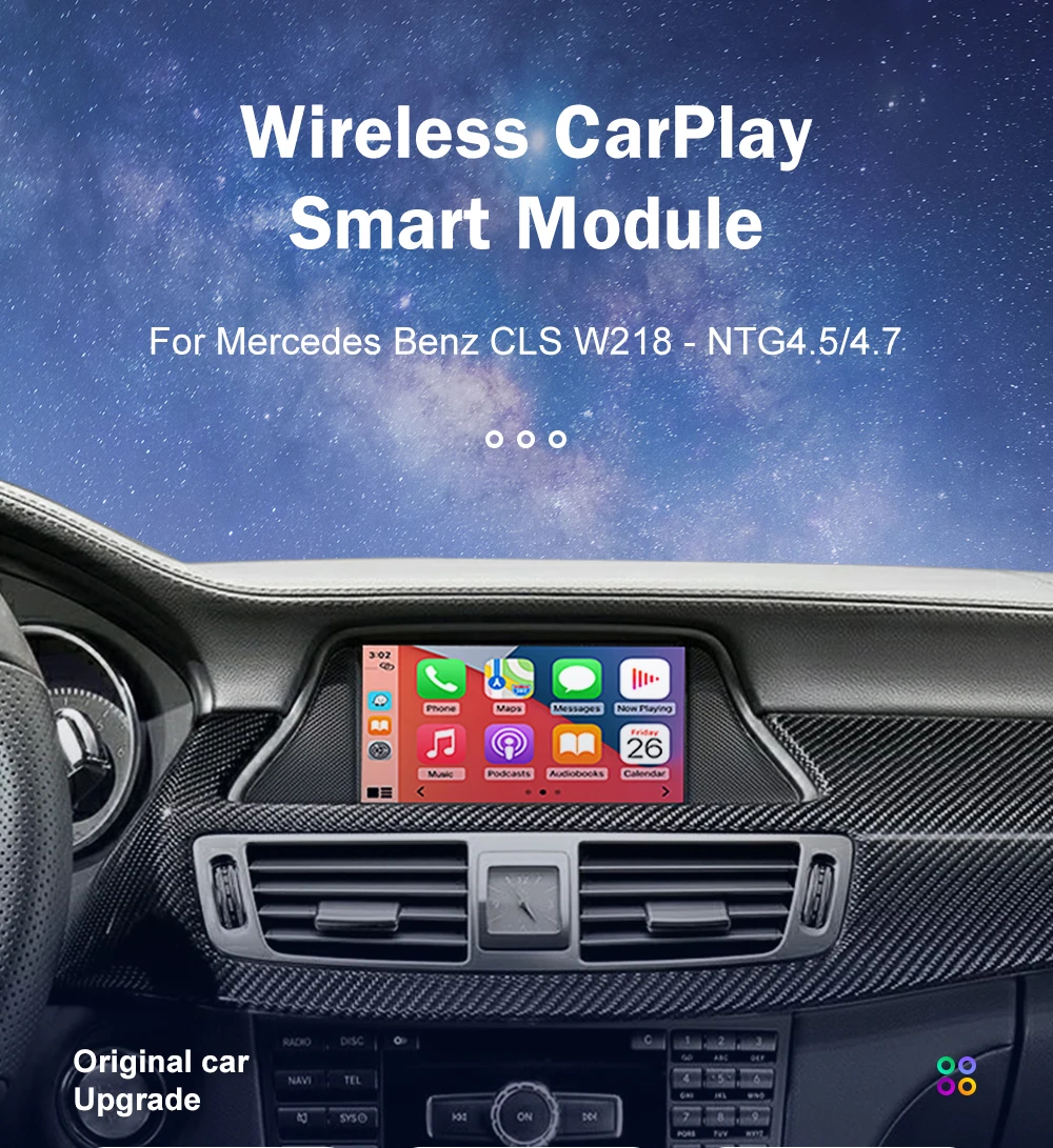 Wireless CarPlay for Mercedes Benz CLS W218 2011-2015 NTG4.5/4.7 with Android Auto Mirror Link AirPlay Bluetooth Siri Voice USB