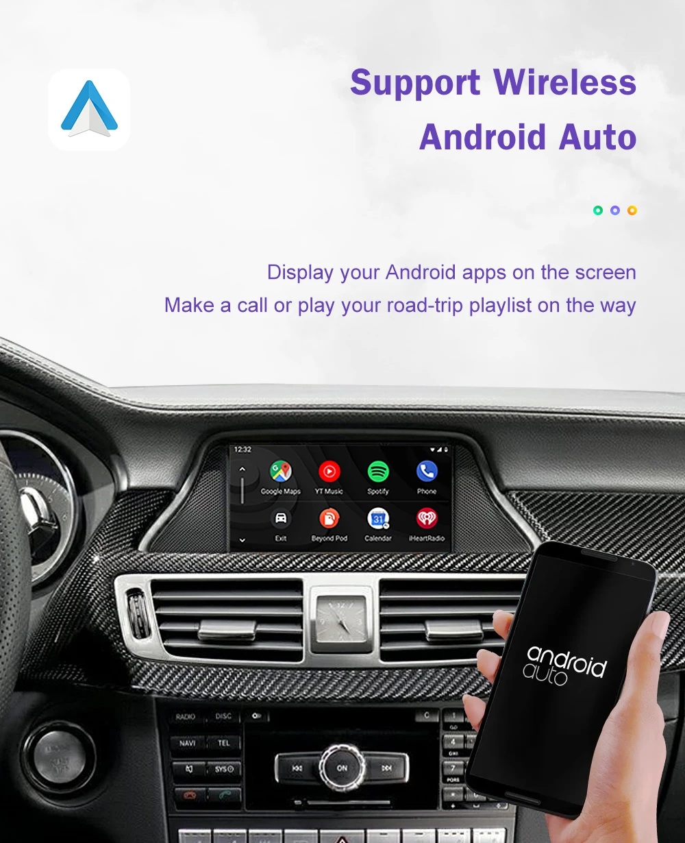 Wireless CarPlay for Mercedes Benz CLS W218 2011-2015 NTG4.5/4.7 with Android Auto Mirror Link AirPlay Bluetooth Siri Voice USB
