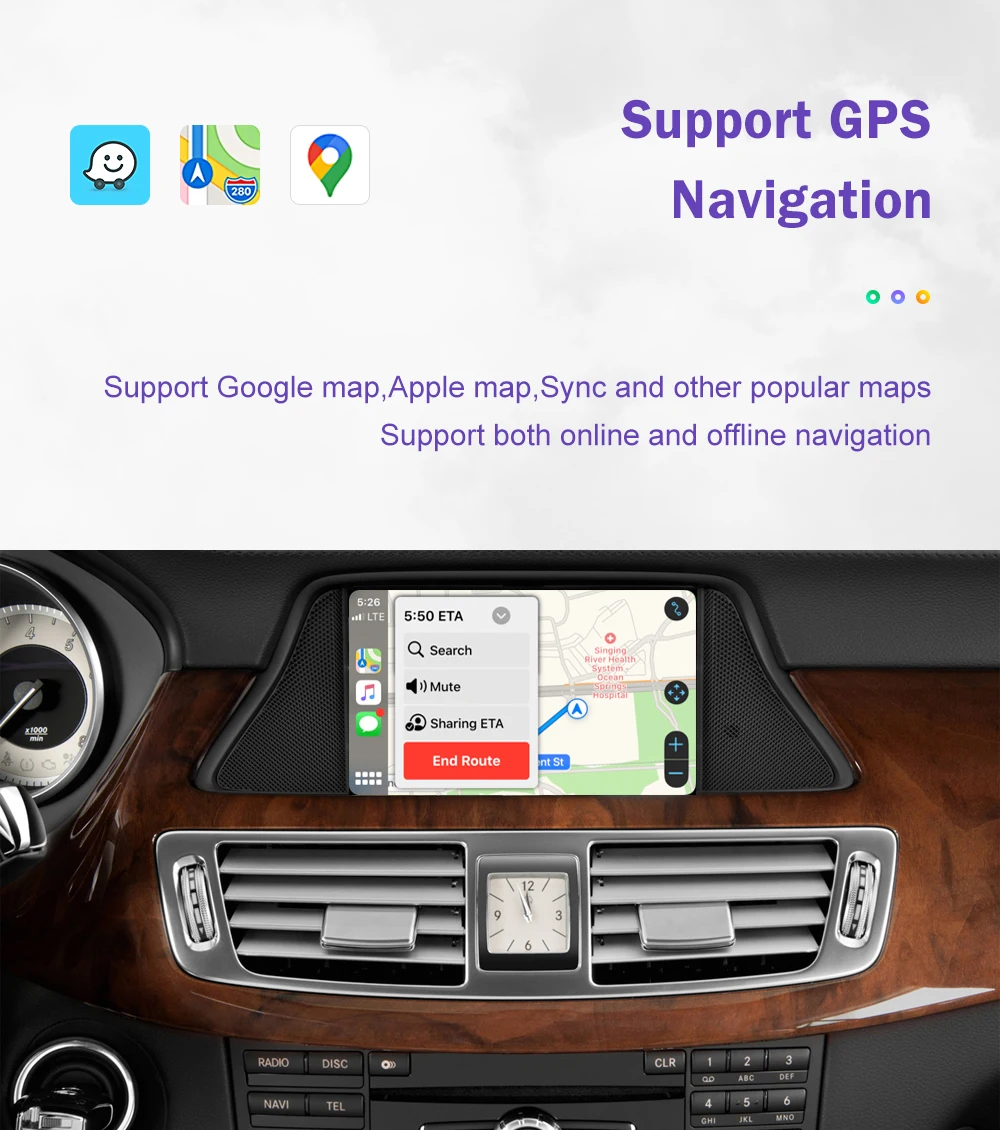 Wireless CarPlay for Mercedes Benz CLS W218 2011-2015 NTG4.5/4.7 with Android Auto Mirror Link AirPlay Bluetooth Siri Voice USB