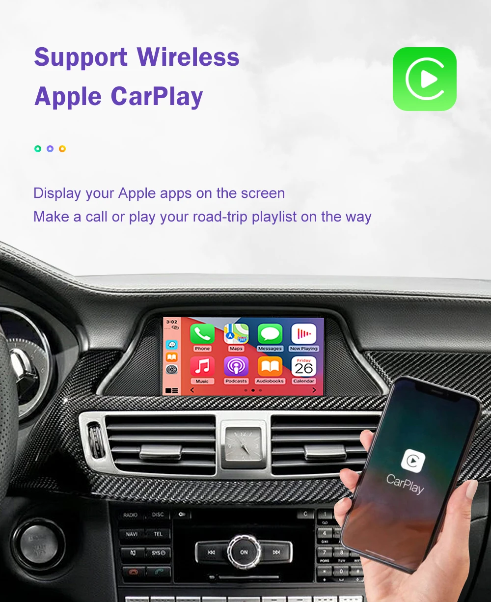 Wireless CarPlay for Mercedes Benz CLS W218 2011-2015 NTG4.5/4.7 with Android Auto Mirror Link AirPlay Bluetooth Siri Voice USB