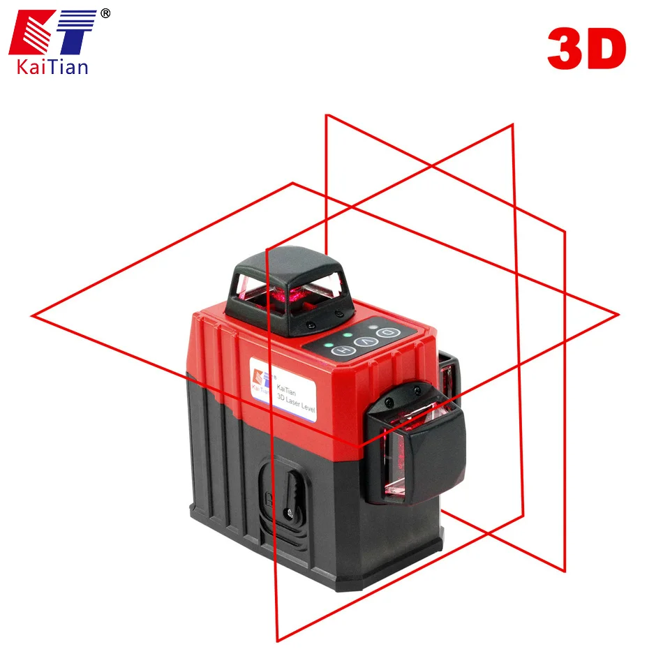 Kaitian Niveau Laser Level Self Leveling Lithium Battery Professional High Precision Red 3D Cross 12 Line 360 Laser Level Tripod