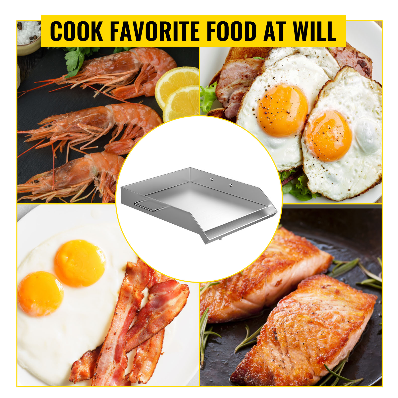 VEVOR Square Grill Plate 16x18in Stainless Steel Tripple Burner Stove Griddle Flat Top Plate for outdoor Triple Burner Stove