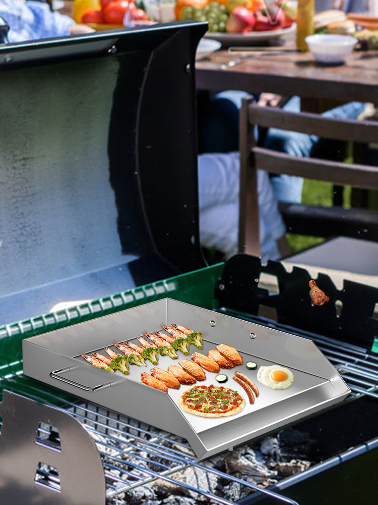 VEVOR Square Grill Plate 16x18in Stainless Steel Tripple Burner Stove Griddle Flat Top Plate for outdoor Triple Burner Stove