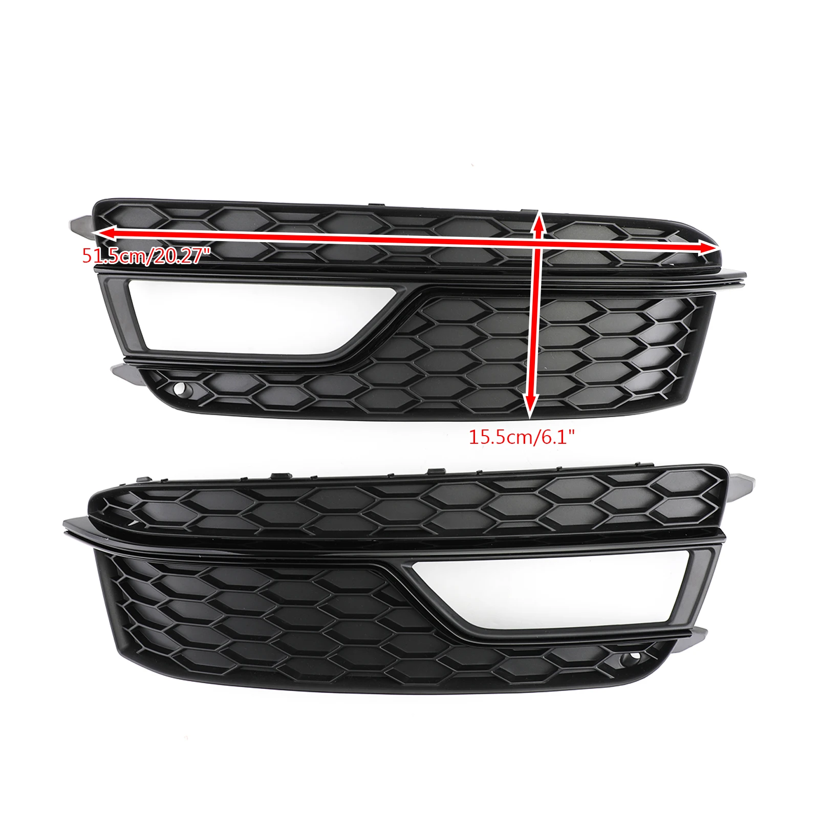 Artudatech Pair Front Fog Lamp Black Trim Grills Grill Fit AUDI A5 S-Line S5 2013-2016