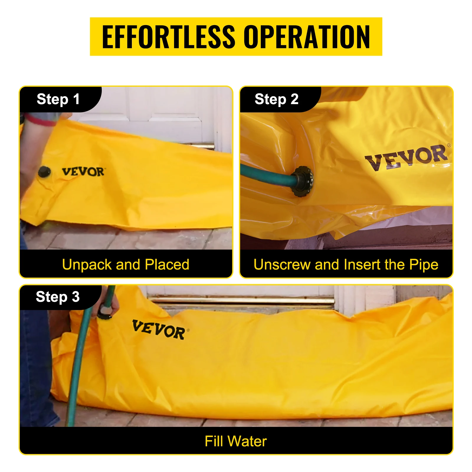SucceBuy Flood Barrier Reusable PVC Water Soft Folding Diversion Tubes Bags Lightweight Hydro Excellent Waterproof Flood Barrier