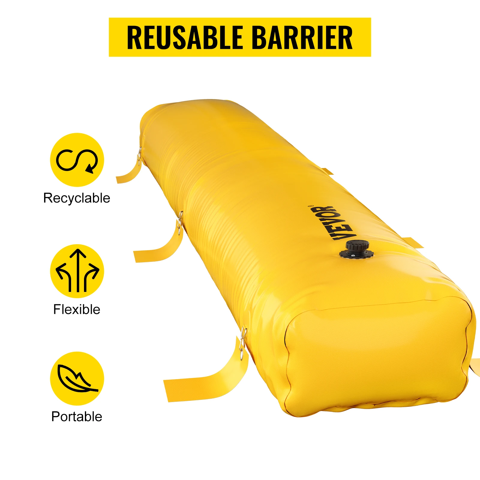 SucceBuy Flood Barrier Reusable PVC Water Soft Folding Diversion Tubes Bags Lightweight Hydro Excellent Waterproof Flood Barrier