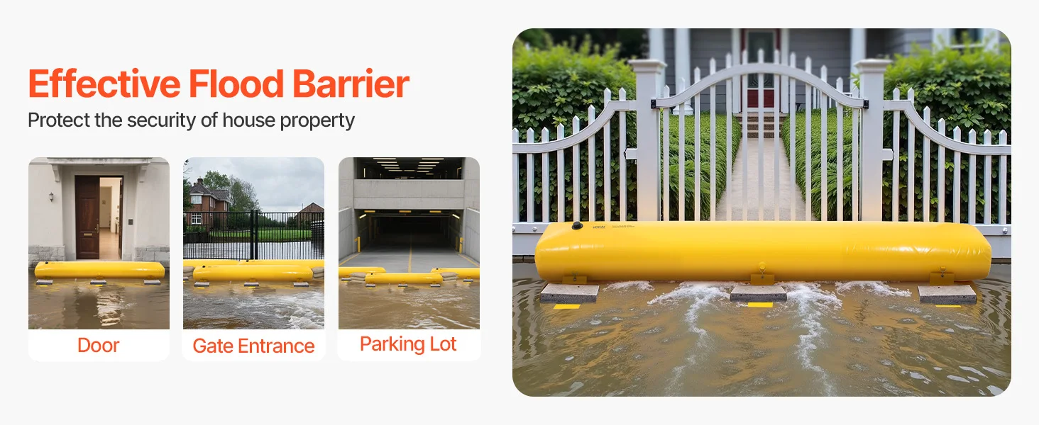 SucceBuy Flood Barrier Reusable PVC Water Soft Folding Diversion Tubes Bags Lightweight Hydro Excellent Waterproof Flood Barrier