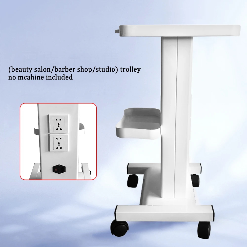 2-tier Salon Trolley with Socket Stand Rolling Cart Beauty Wheel Holder Spa Cart White 220V