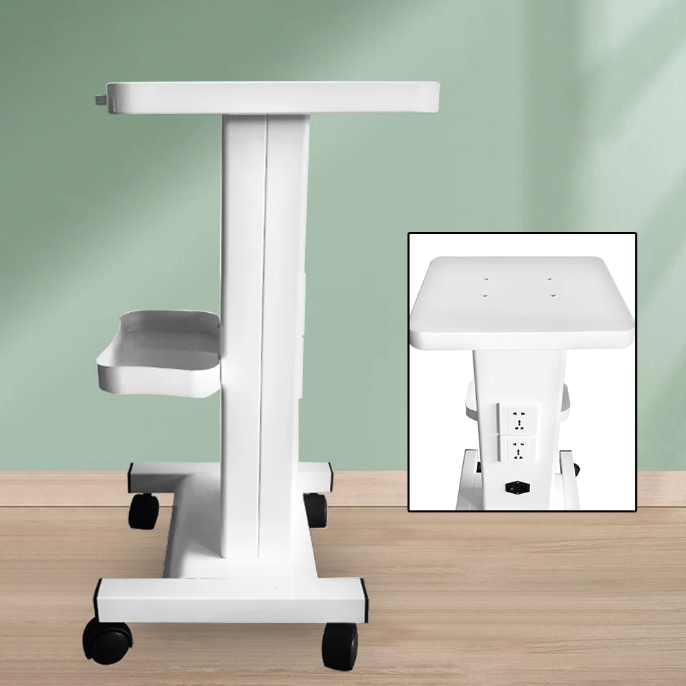 2-tier Salon Trolley with Socket Stand Rolling Cart Beauty Wheel Holder Spa Cart White 220V