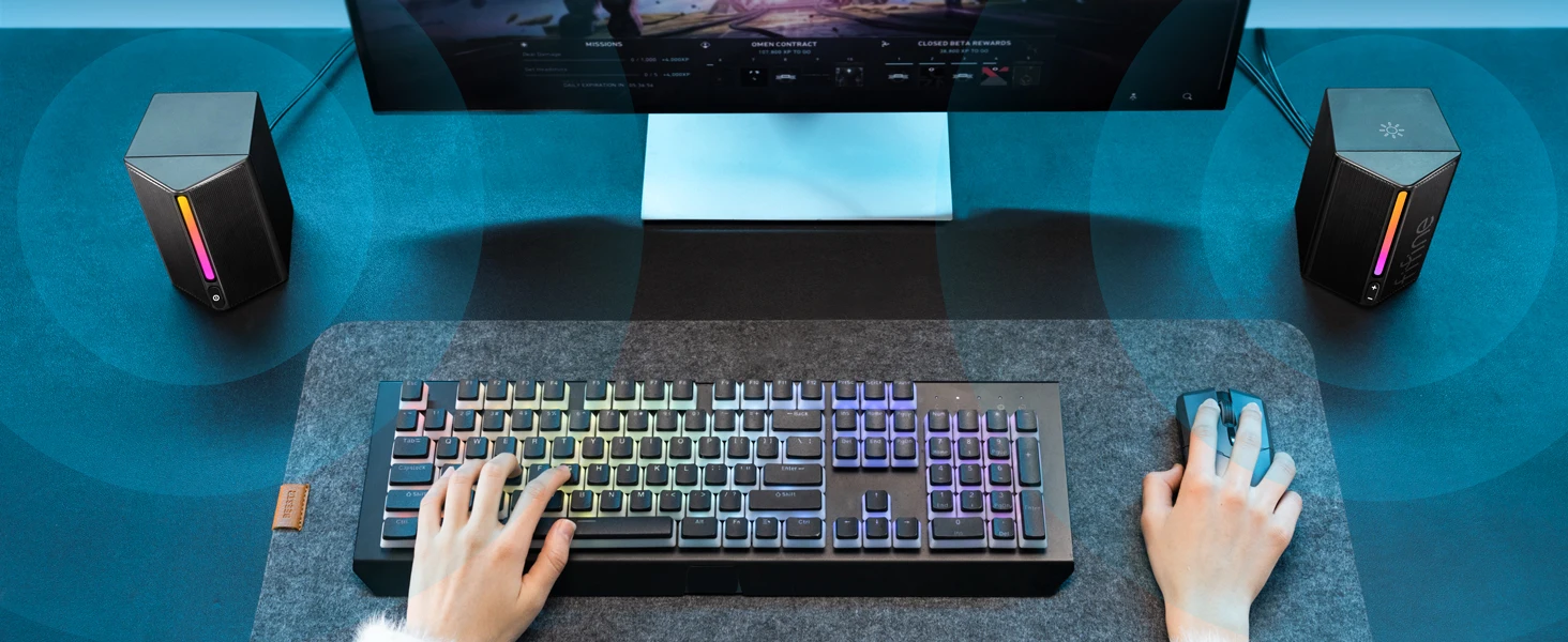 FIFINE Gaming Sound Box with Stereo Surround Sound, USB RGB Speaker with Vol Control for PC,Lattop,PS4/5,TV-Ampligame A20