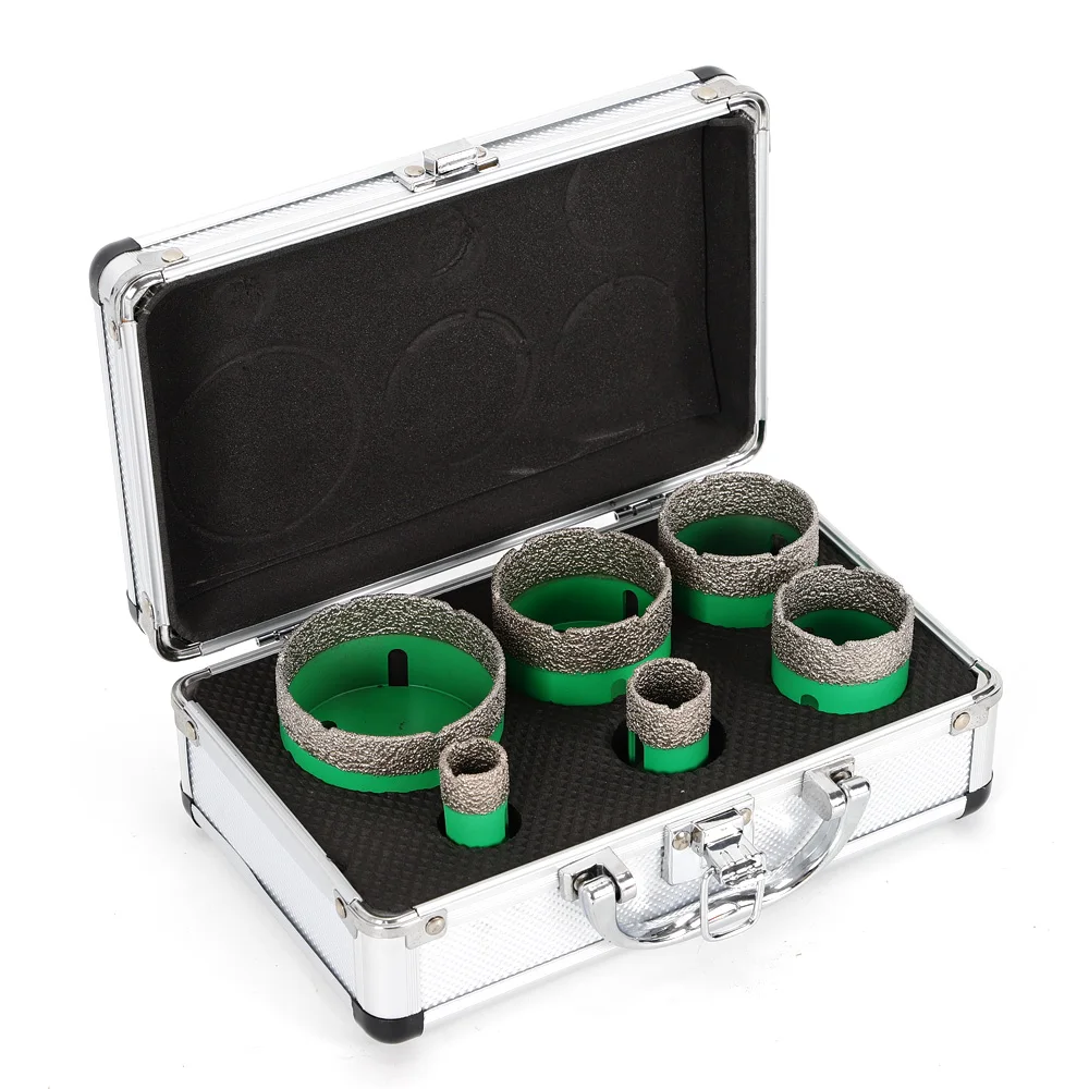 6PC Diamond Hole Saw Set(20/25/42/50/55/68MM) Professional Driller Heat-resist for Granite Stoneware Copper-iron Stainless Steel