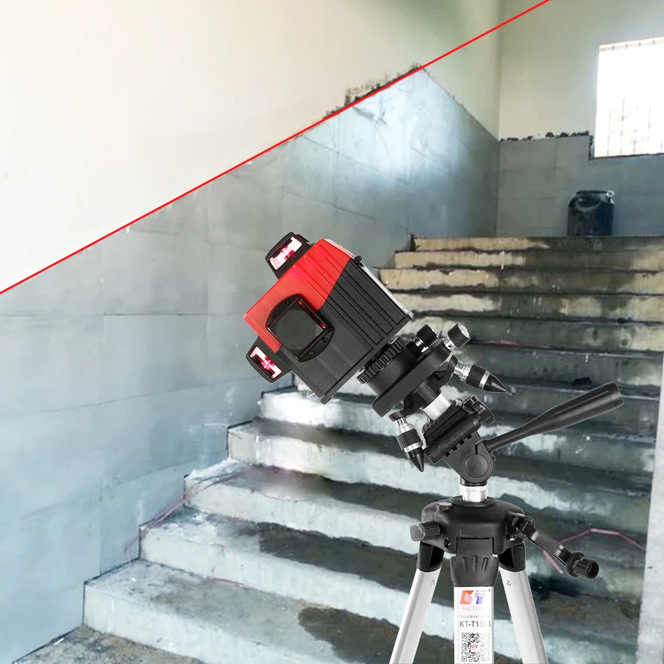Kaitian Self Leveling Laser Level Tripod Professional High Precision Red 12 Lines Cross Vertical&Horizontal Level Laser Receiver