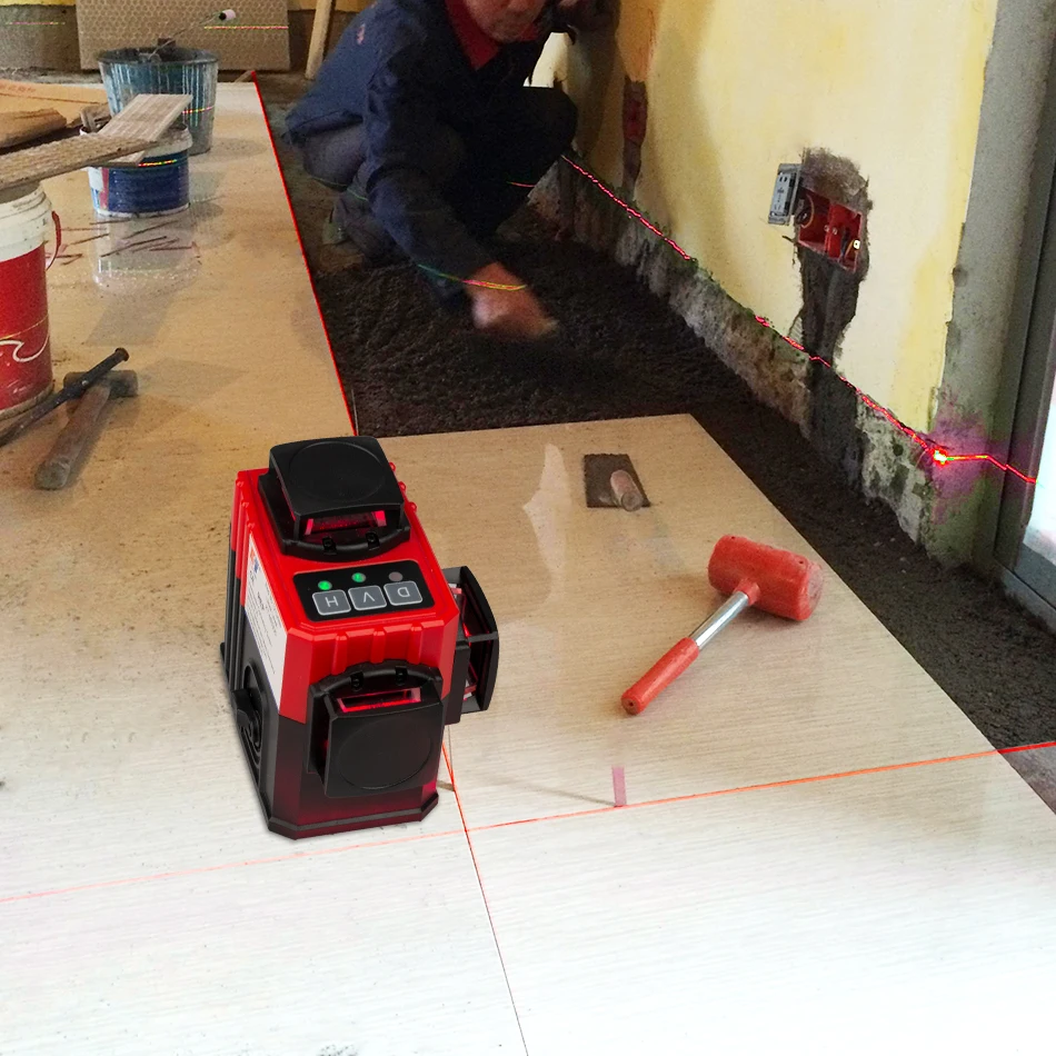 Kaitian Self Leveling Laser Level Tripod Professional High Precision Red 12 Lines Cross Vertical&Horizontal Level Laser Receiver