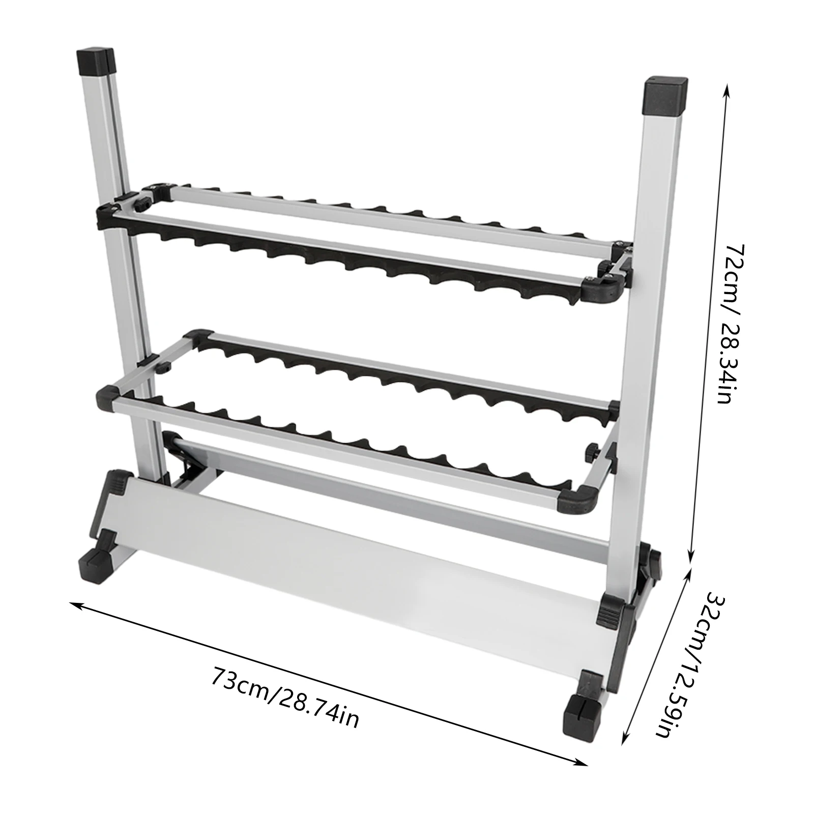 Fish Rod Rack Organizer Stand with 24 Groove Adjustable Height 73x32x72cm
