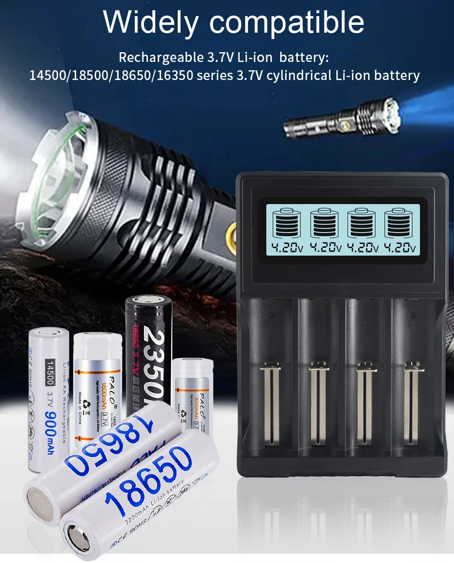 PALO 18650 Battery 3.7V 3200mAh 18650 Lithium Rechargeable Battery 32A High Current Li-ion Batteries for Flashlight
