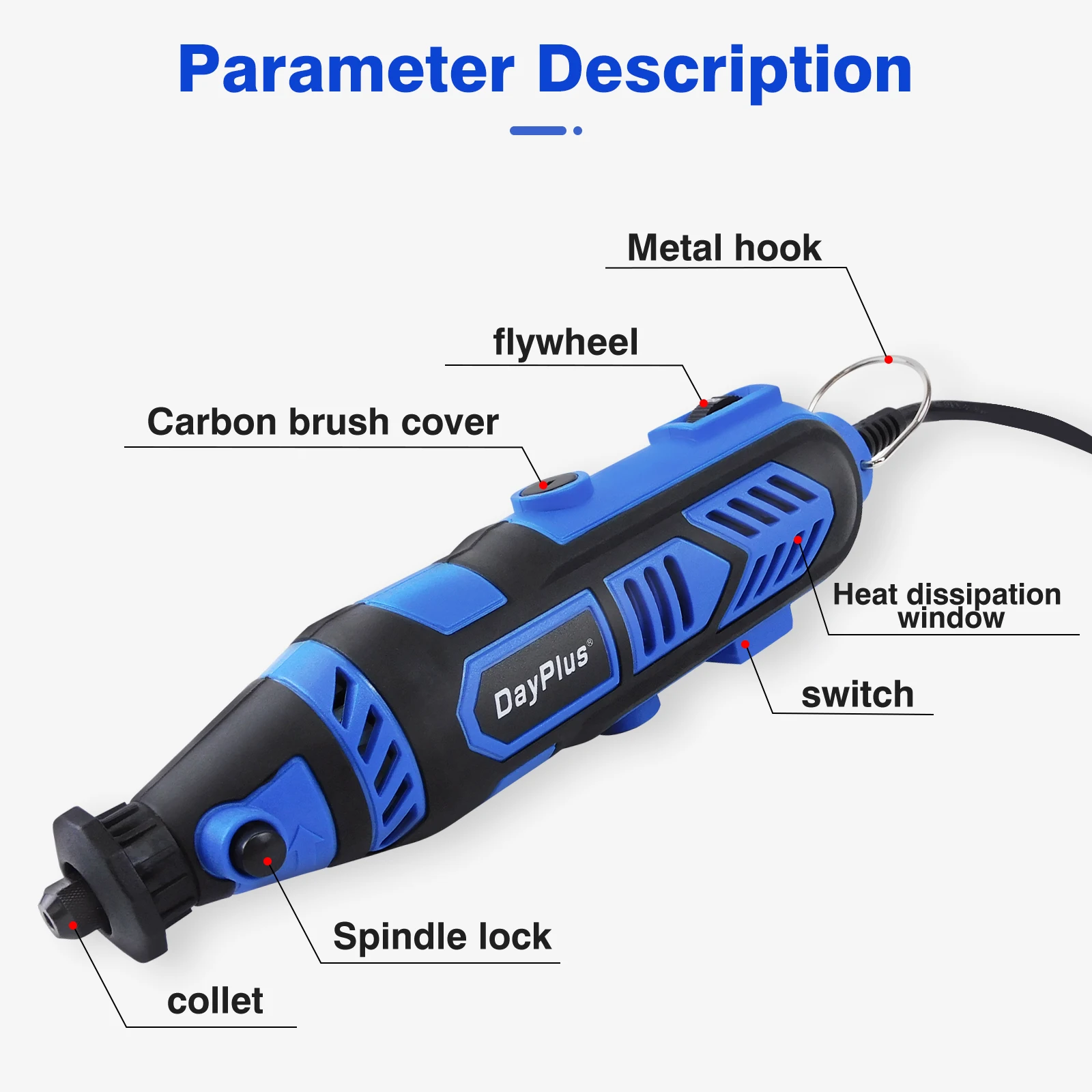 DayPlus 135W Rotary Tool Multitool Combi Multi Tool Various Speed with Case 252pcs Accessoies for Sanding Grinding Polishing