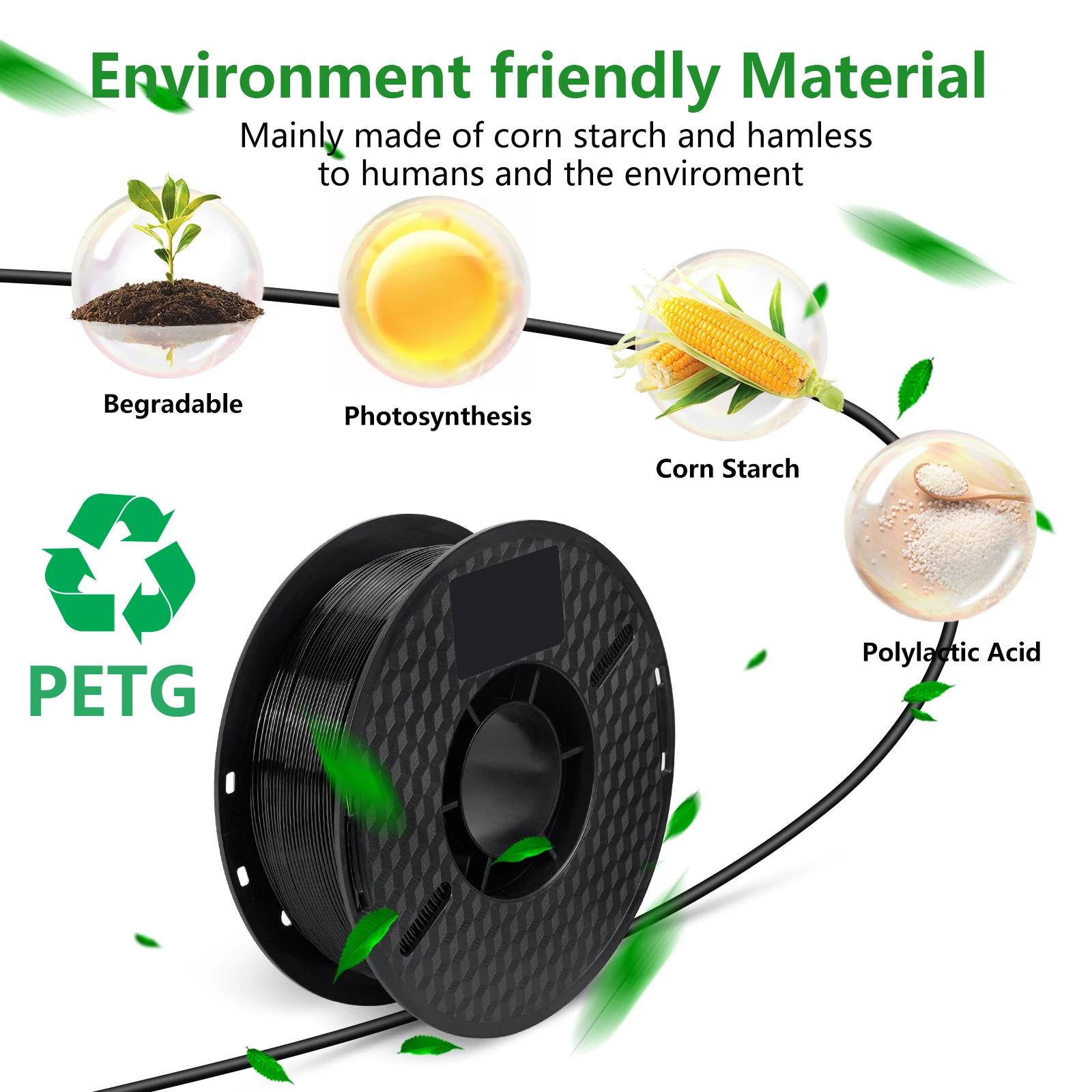 10/5kg PETG Filament For 3D Printer Plastic Material 22LBS 1.75mm Non-Toxic Eco-Friendly PETG 3D Filament Consumables for Ender