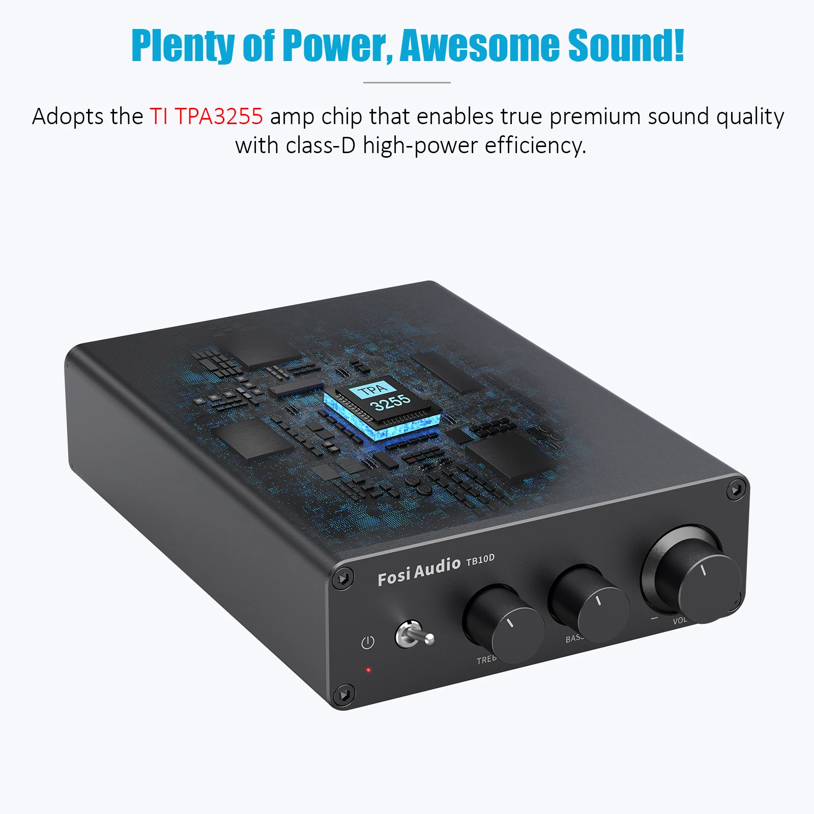 Fosi Audio 300Wx2 HiFi Sound Power Amplifier Upgrade New TB10D TPA3255 Class D Stereo Amp With Treble Bass For Home Speaker