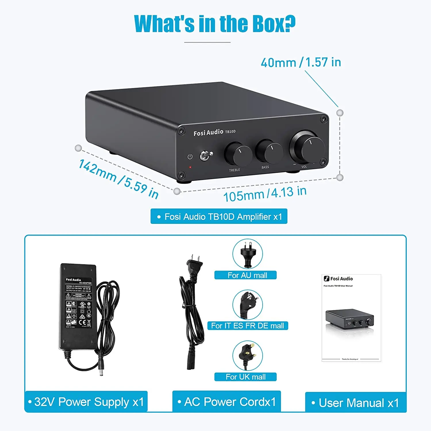 Fosi Audio 300Wx2 HiFi Sound Power Amplifier Upgrade New TB10D TPA3255 Class D Stereo Amp With Treble Bass For Home Speaker