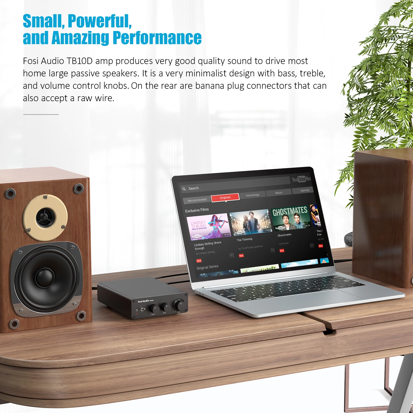 Fosi Audio 300Wx2 HiFi Sound Power Amplifier Upgrade New TB10D TPA3255 Class D Stereo Amp With Treble Bass For Home Speaker