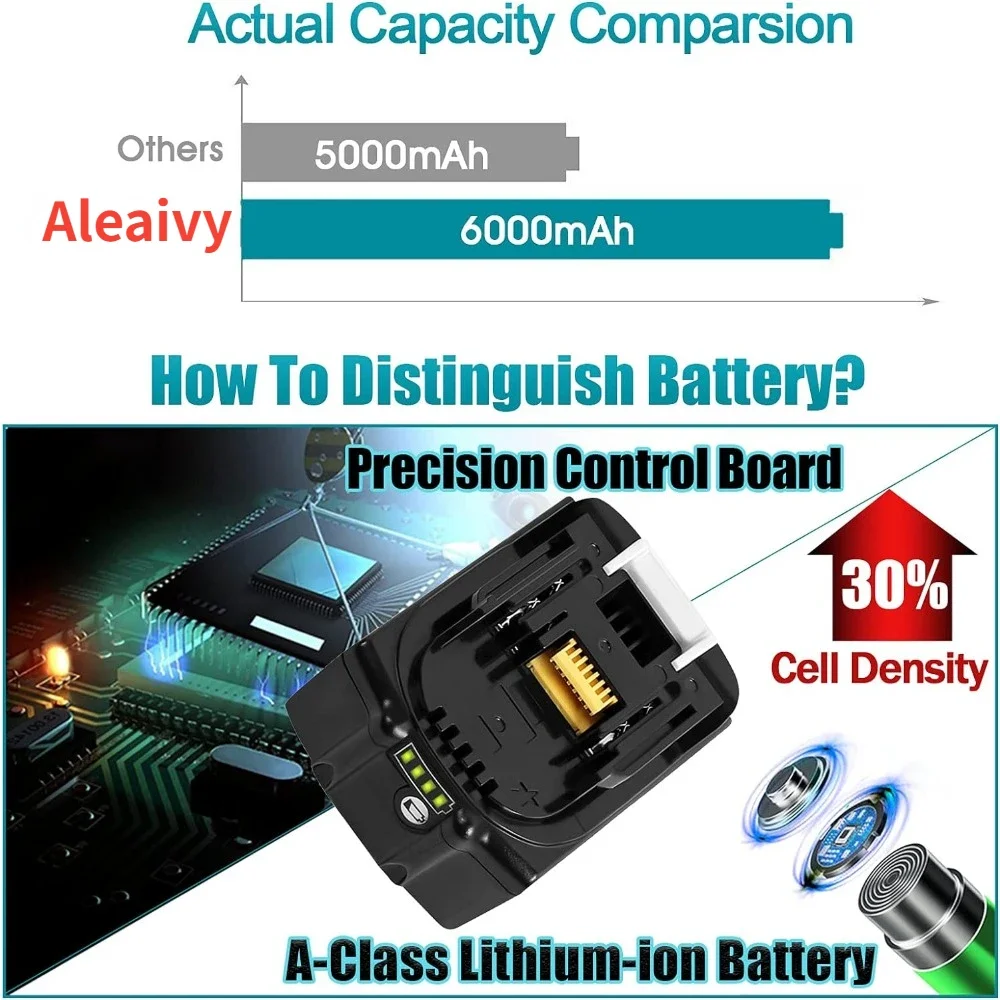6000mAh for Makita 18V Battery Rechargeable Power Tools Battery 18V makita with LED Li-ion Replacement LXT BL1830 BL1860 BL1850