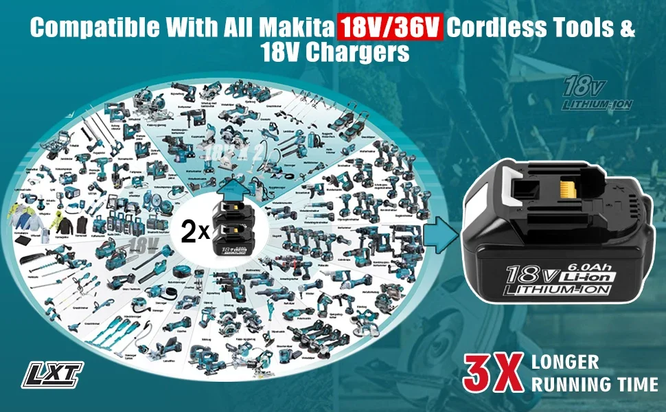 6000mAh for Makita 18V Battery Rechargeable Power Tools Battery 18V makita with LED Li-ion Replacement LXT BL1830 BL1860 BL1850