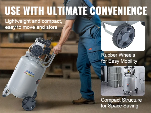 SucceBuy 13 Gallon Air Compressor Portable 2HP Oil Free Air Compressor for Auto Repair Tire Inflation Spray Painting Woodwork